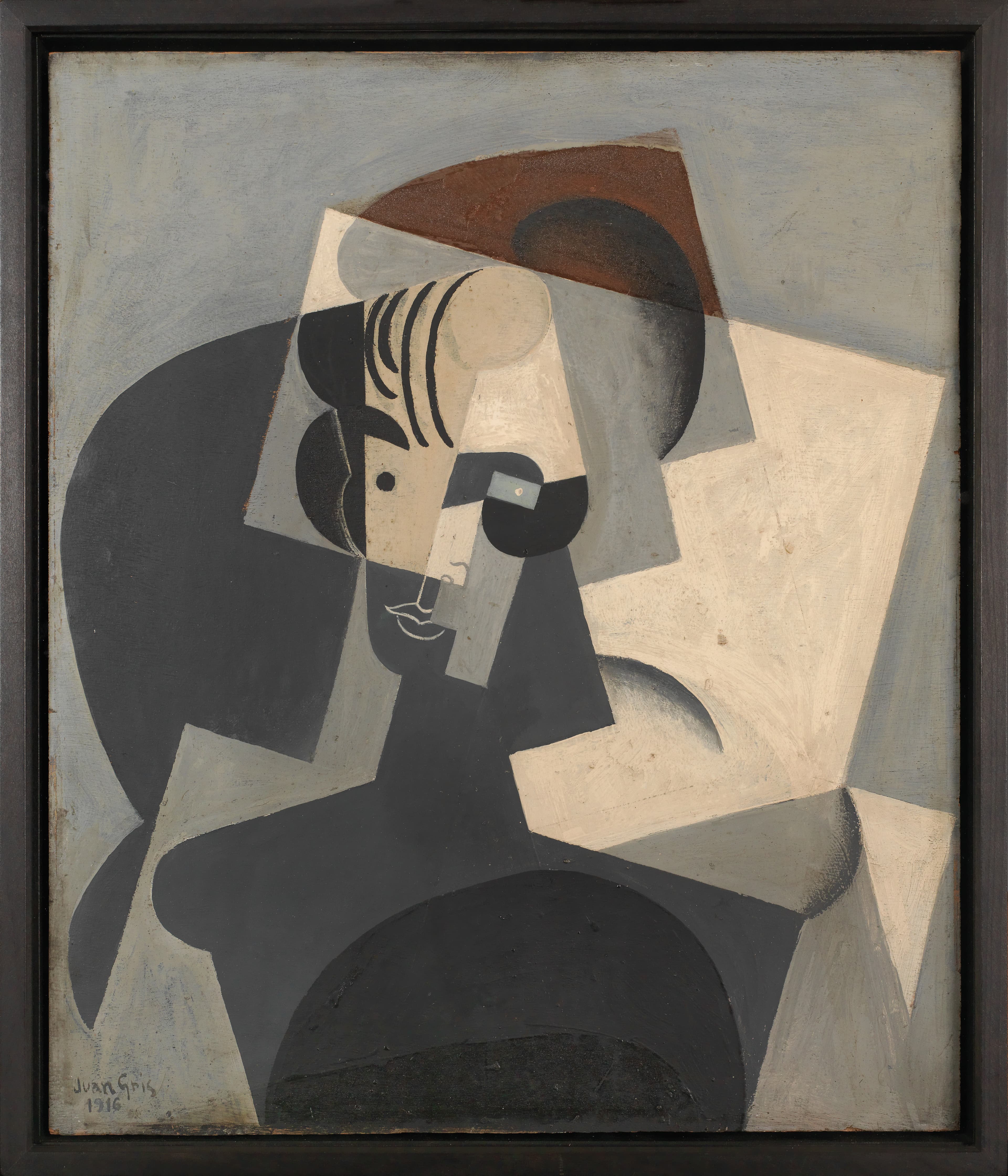 Juan Gris, Portrait de la femme de l’artiste [Portrait de Josette Gris], 1916, Öl auf Holz, 55 x 46 x 0,7 cm, Hermann und Margrit Rupf-Stiftung, Kunstmuseum Bern