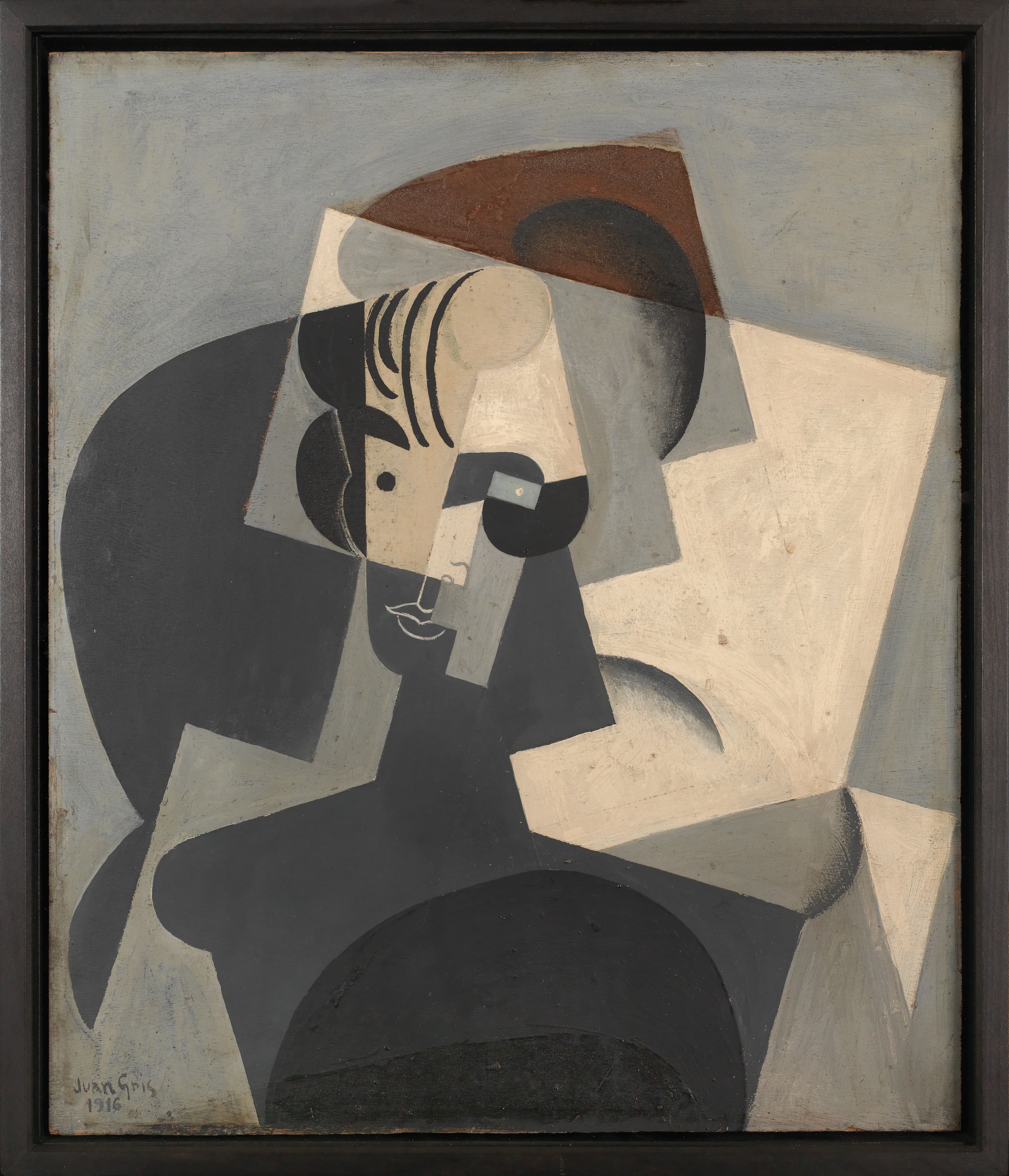 Juan Gris, Portrait de la femme de l’artiste [Portrait de Josette Gris], 1916, Öl auf Leinwand, 55 x 46 x 0,7 cm, Hermann und Margrit Rupf-Stiftung, Kunstmuseum Bern