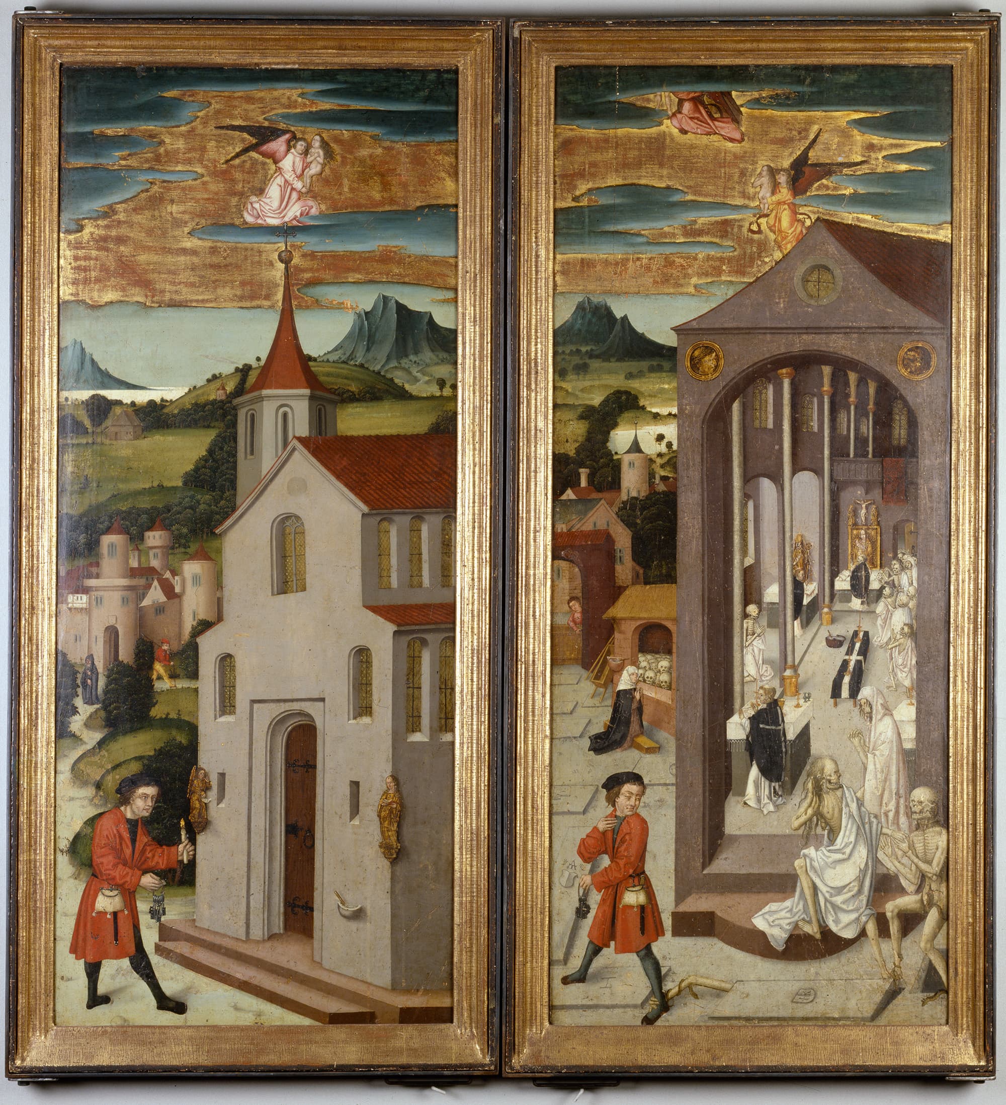 Unbekannt, Bern, Der Küster findet nachts die Kirche erleuchtet (rechts), Die Toten bieten Herzog Eusebius ihre Hilfe an (links)