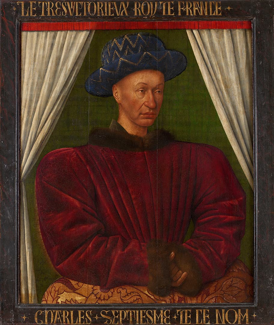 Abb. 1: Jean Fouquet, Charles VII (1403-1461), roi de France, 1440 / 1460, Musée du Louvre © 2024 GrandPalaisRmn (musée du Louvre) / Adrien Didierjean