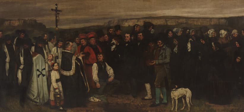 Gustave Courbet, Un enterrement à Ornans, entre 1849 et 1850, Musée d’Orsay, Don Mlle Juliette Courbet, 1881 © RMN-Grand Palais (Musée d’Orsay) / RMN
