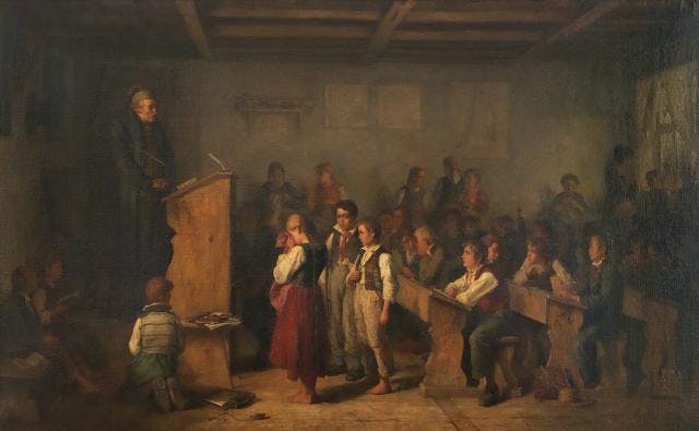 Albert Anker, Dorfschule im Schwarzwald, 1858
