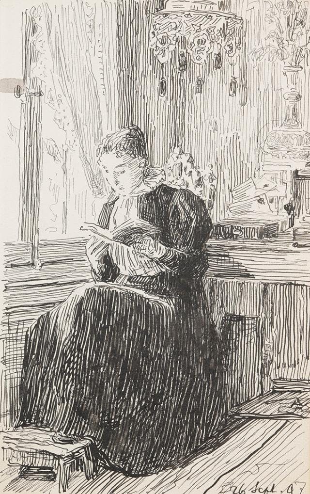 Albert Anker, Lesende Frau, o.J.